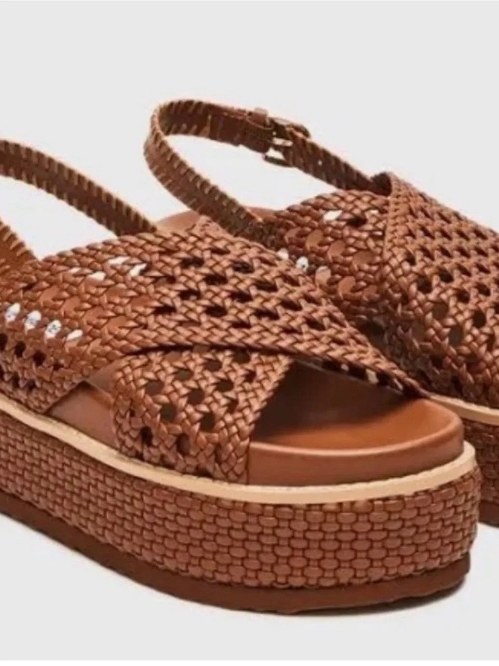 Steve Madden Brown Woven Platform Slingback Sandals